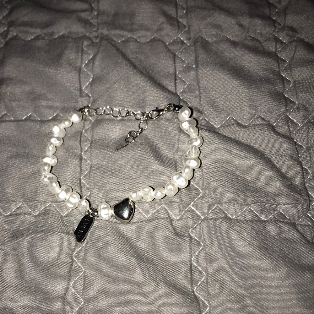 925 sterling silver pearl heart bracelet